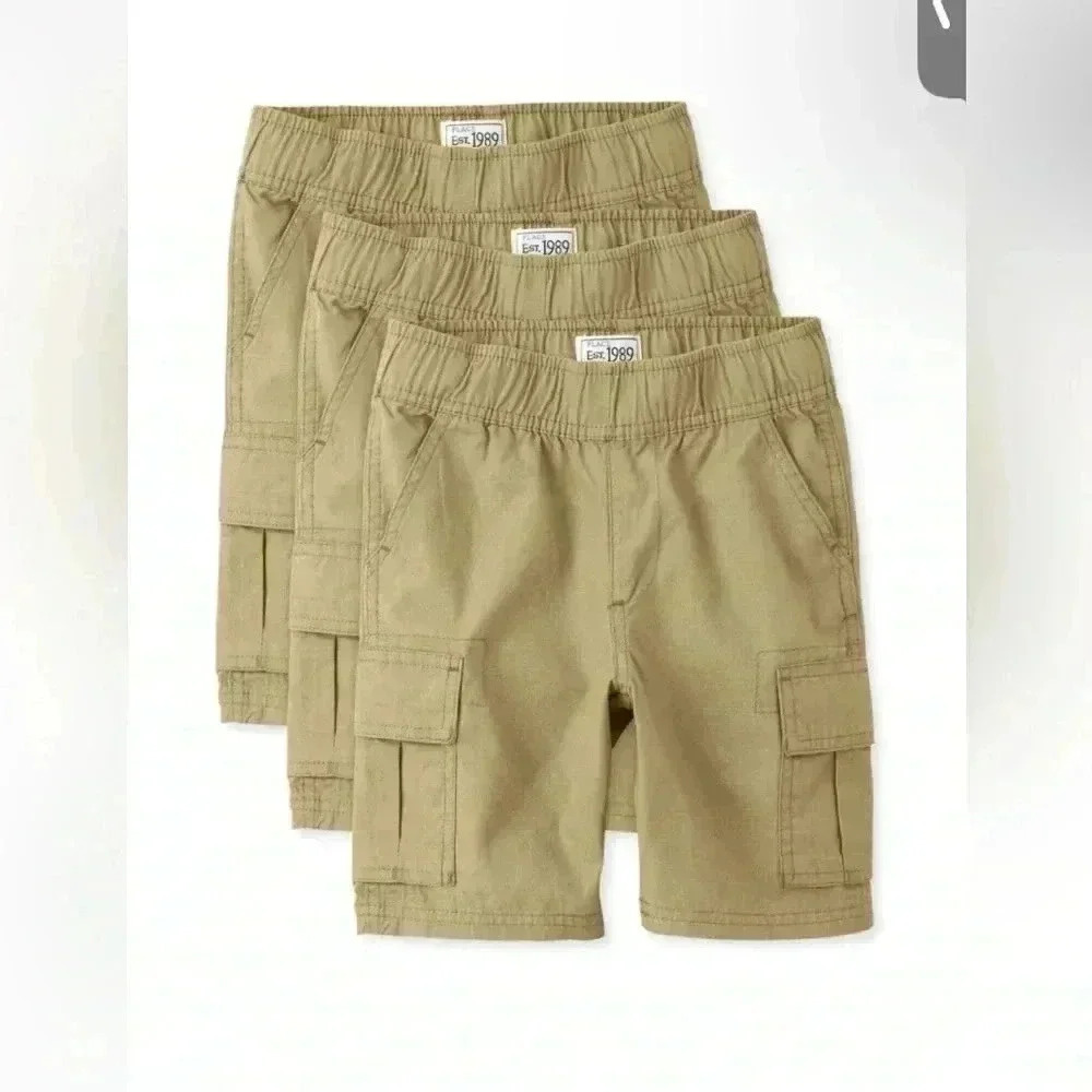 Boys Pull On Cargo Shorts 3-Pack - Flax